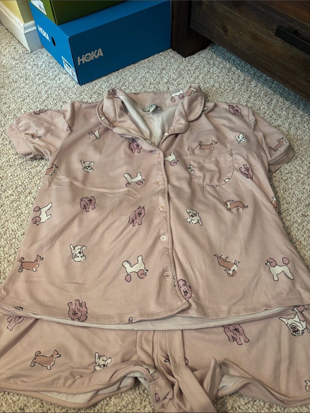 Women’s Dog Print Pink Short Pajama Set